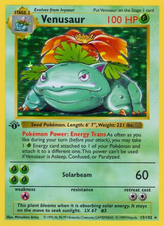 Venusaur, Base Set 15/102, English reference image